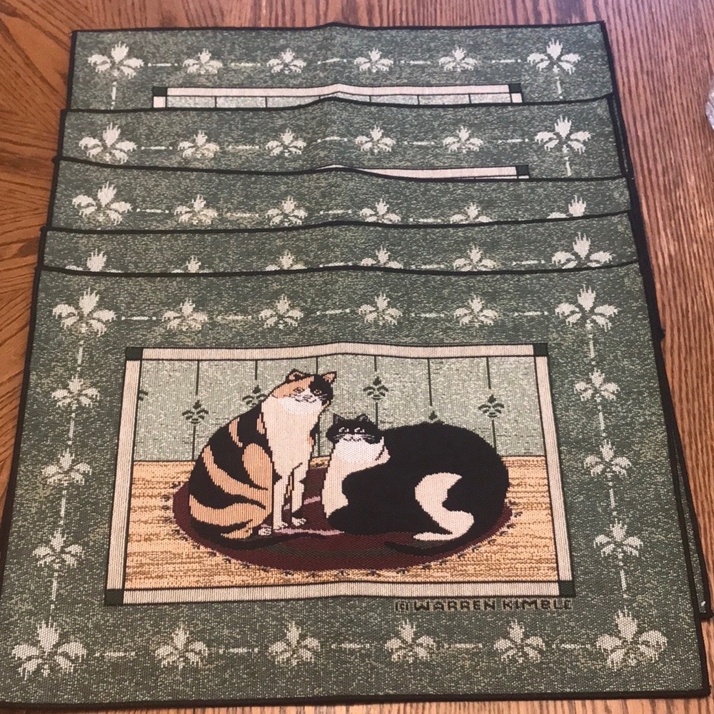 5 Cat Tapestry Placemats by Warren Kimble